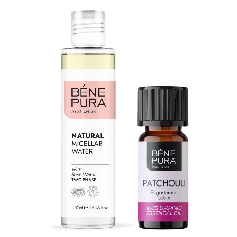 Água Micelar e Bio Patchouli Óleo essencial - Produtos para comparar