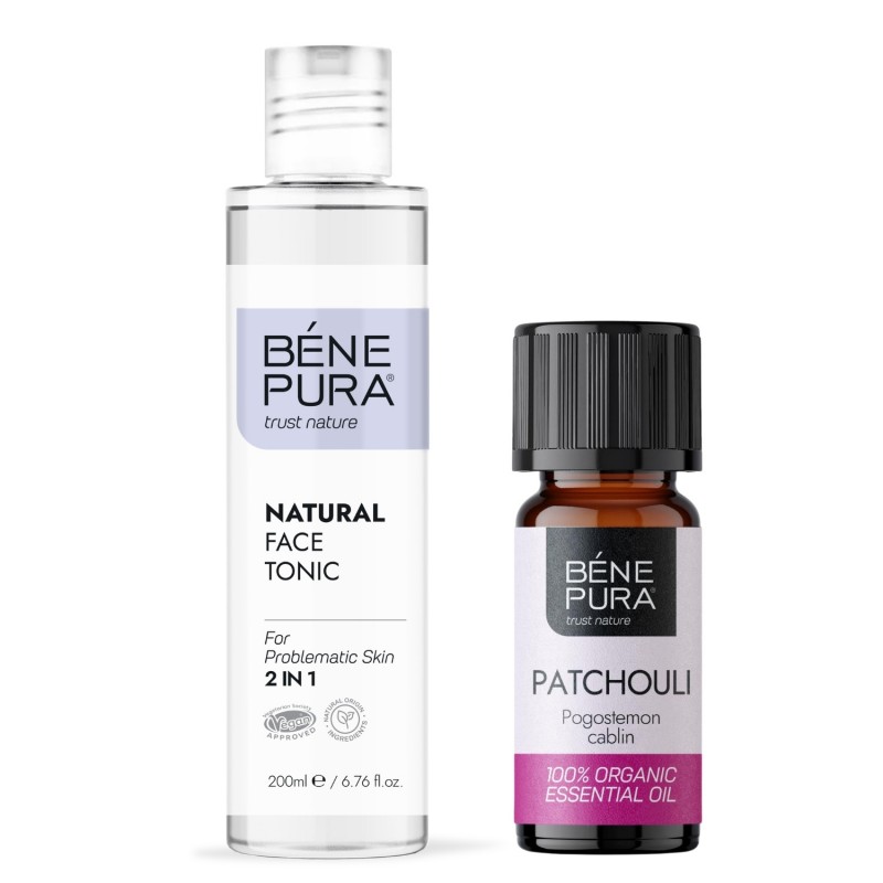 Tônico Facial para pele problemática e Bio Patchouli Óleo essencial - GMC