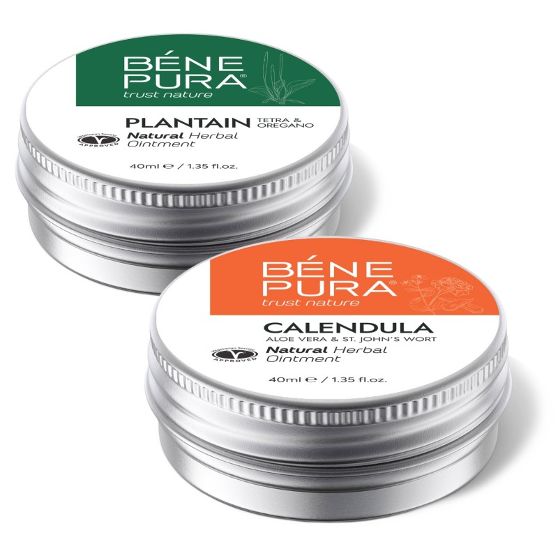 Pomada para Coceira com Tanchagem e Pomada para Queimaduras e Feridas com Calêndula, Aloe Vera e Erva de São João - GMC
