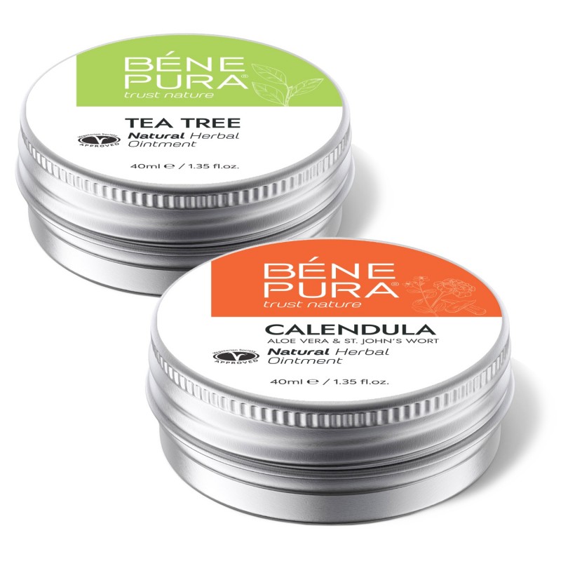 Pomada para Coceira com Árvore de Chá e Pomada para Queimaduras e Feridas com Calêndula, Aloe Vera e Erva de São João - GMC