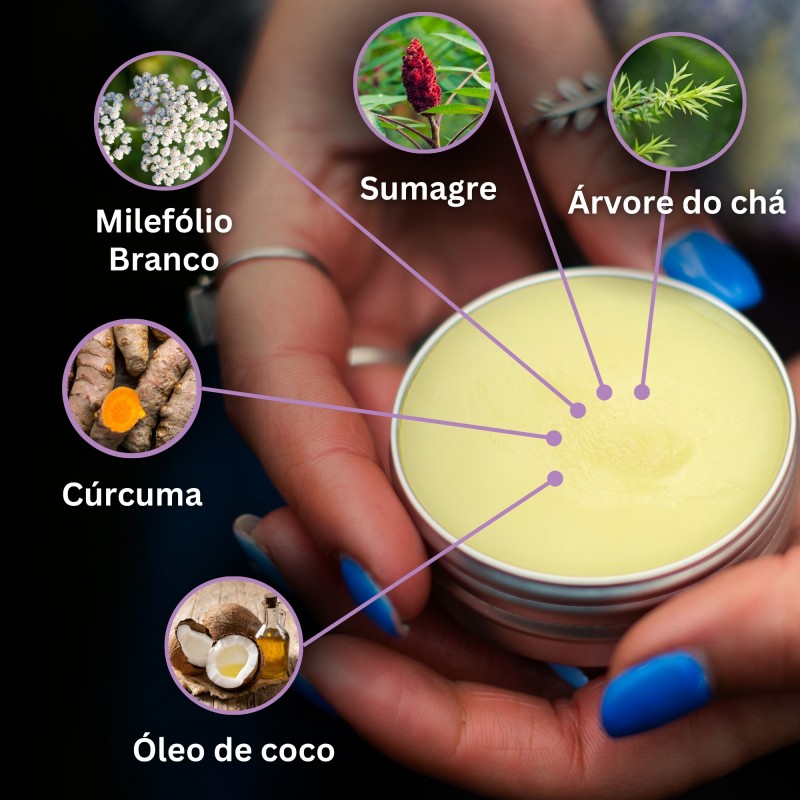 3x Pomada para Hemorróidas com Mil-folhas Brancas, Tetra e Cúrcuma - 40ml