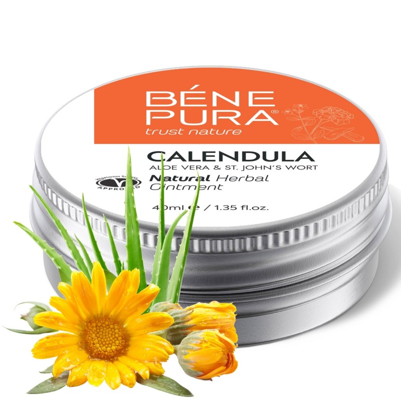 Pomada para Queimaduras e Feridas com Calêndula, Aloe Vera e Erva de São João - 40ml - Pomadas de ervas