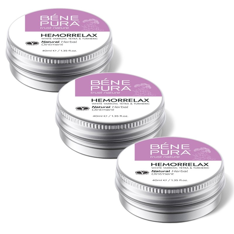 3x Pomada para Hemorróidas com Mil-folhas Brancas, Tetra e Cúrcuma - 40ml